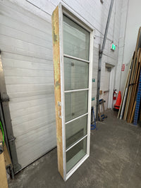 25" WIDE White-Framed Window With Horizontal Grilles Dividing The Glass Into Six Sections