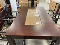 Stunning Wood Dining Table with Cane Inset and 6 Chairs