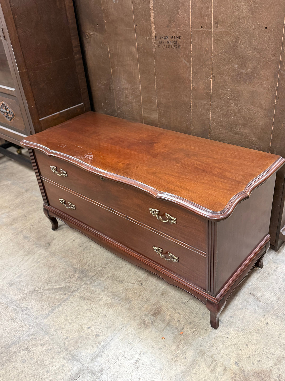 Mahogany Brown French Provincial Styled Armoire