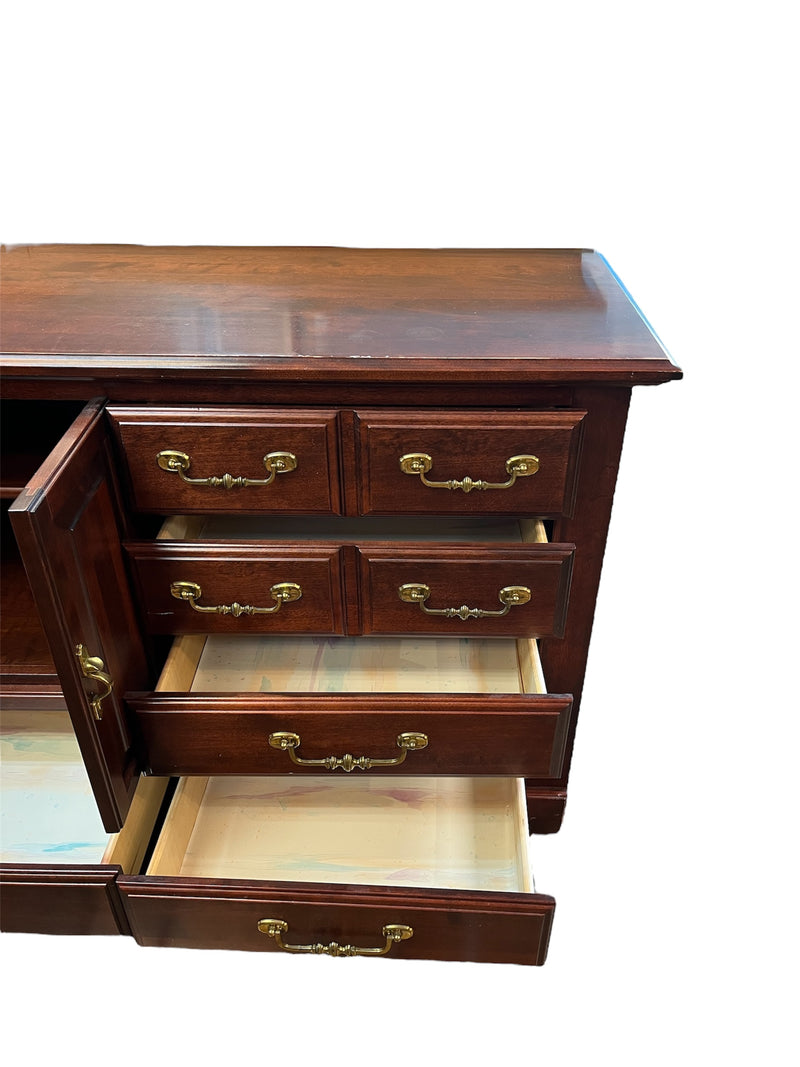 Mahogany Finish Dresser With Brass Hardware