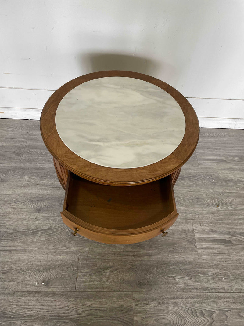 2-Drawer Side Table with Natural Stone Insert