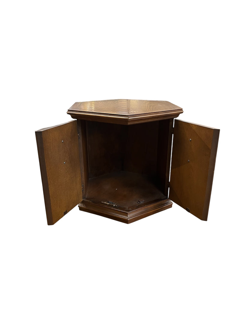 Hexagon Accent Table With Ornate Carving