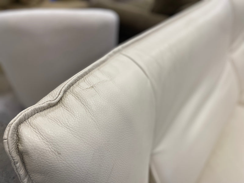 Cream and Tan Leather Sofa