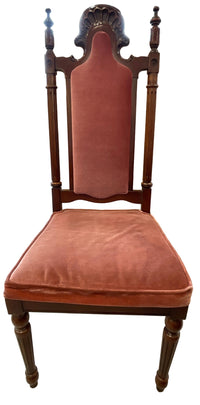 Set of 4 Dining Chairs - Armless, Dusty Pink Velour Fabric