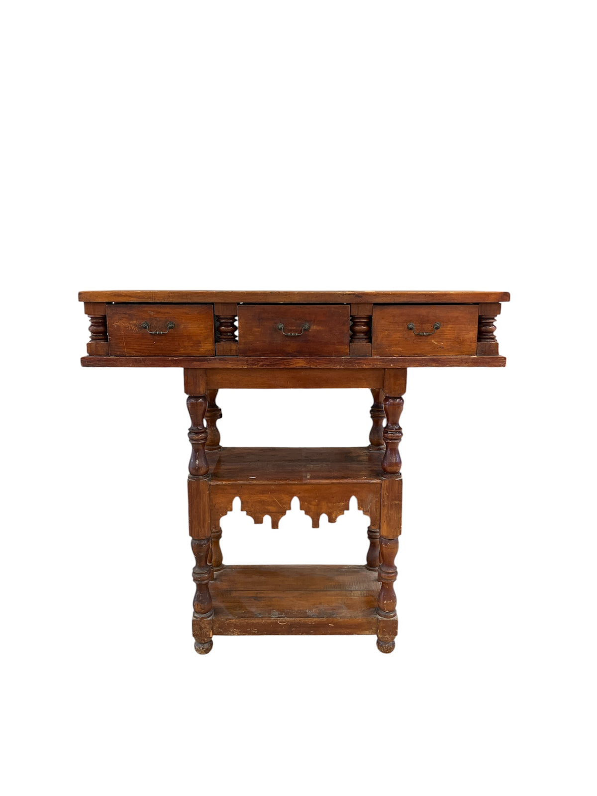 Antique 3 Tiered Tall Console Table