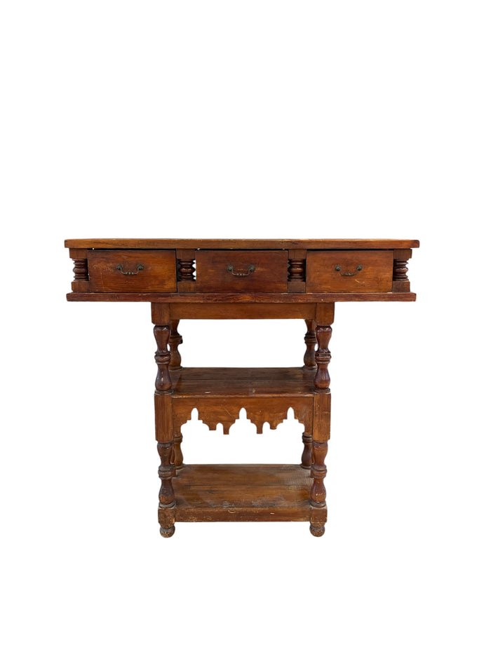 Antique 3 Tiered Tall Console Table