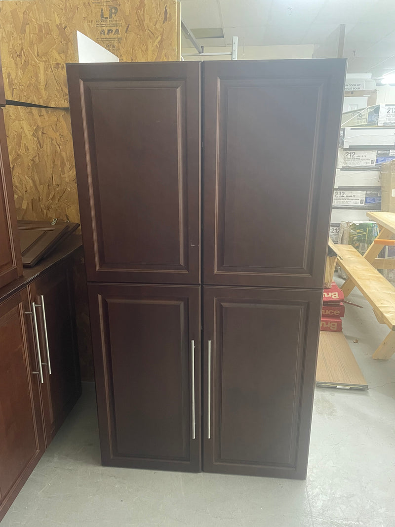 Brown Recessed Panel Kitchen Cabinet Set