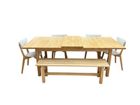 Light Tone Wood Dining Set with 4 Chairs & Bench