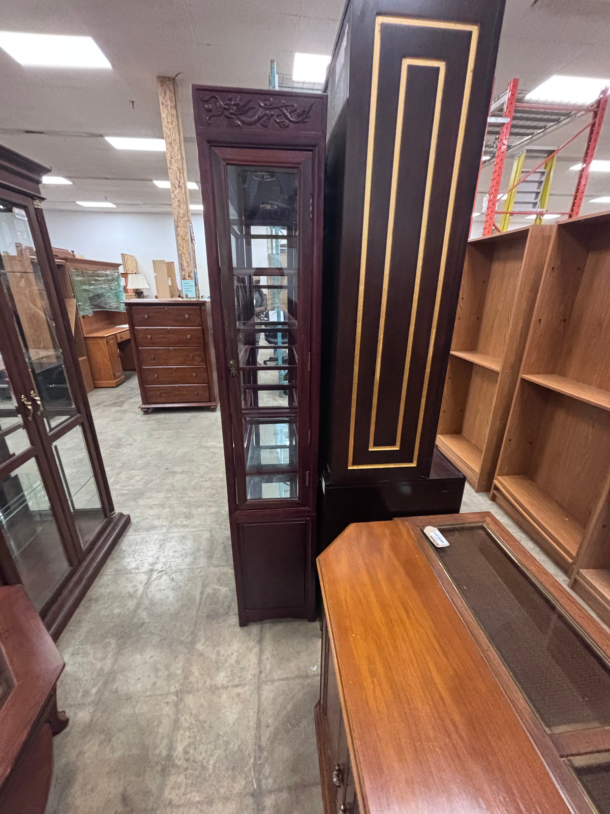 Vintage Rosewood Curio Display Cabinet