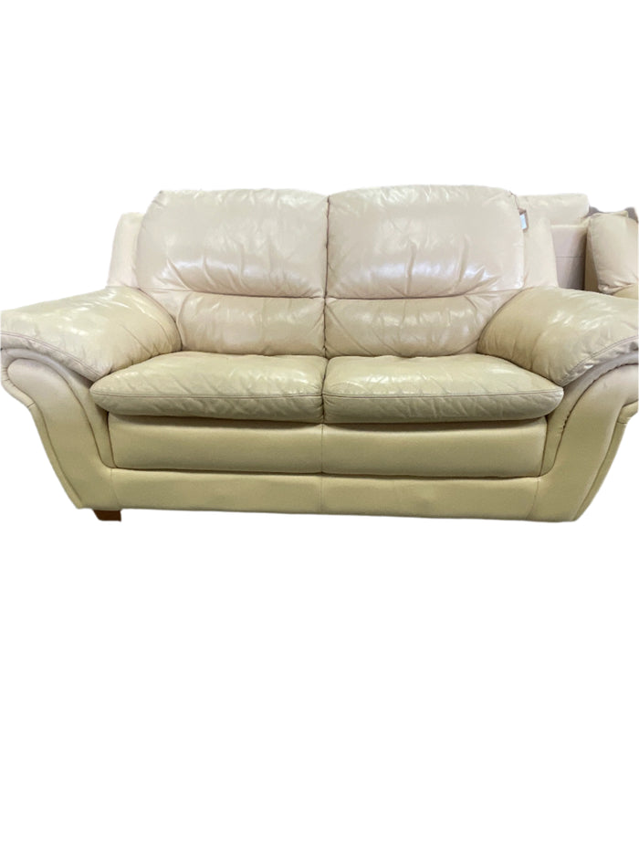 Yellowish Orange Leather two seater love-seat