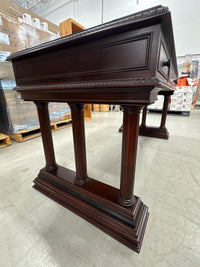 65 In. Wide Traditional Mahogany-Finish Richmond Executive Writing Desk with Glass Top by The Bombay Company