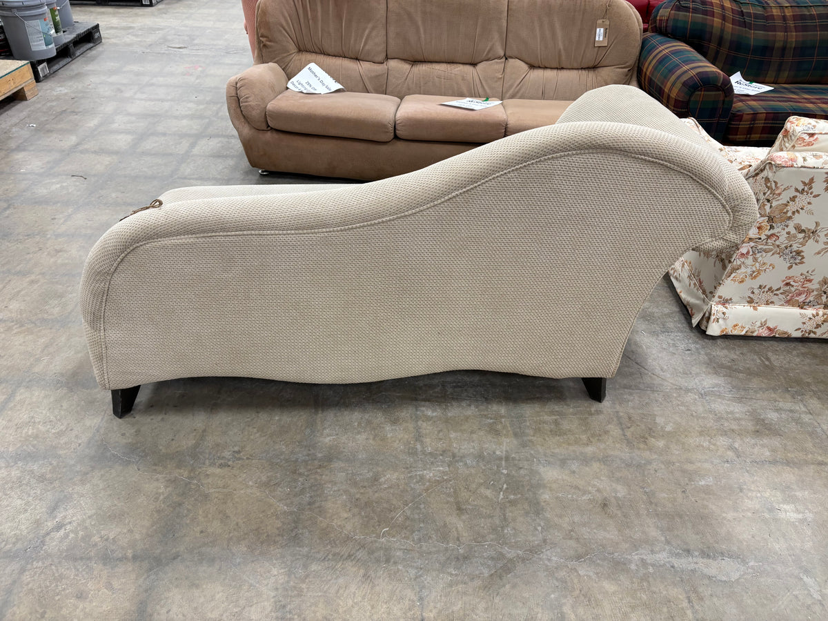 Cream Chaise Lounge Sofa with Cylindrical Bolster Pillow