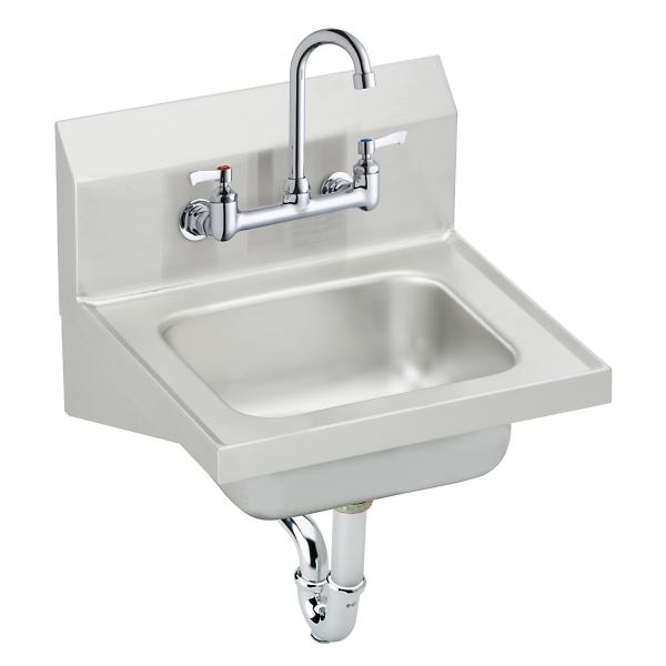 Elkay Stainless Steel 16-3/4" x 15-1/2" x 13" Single Bowl Wall Hung Handwash Sink Kit