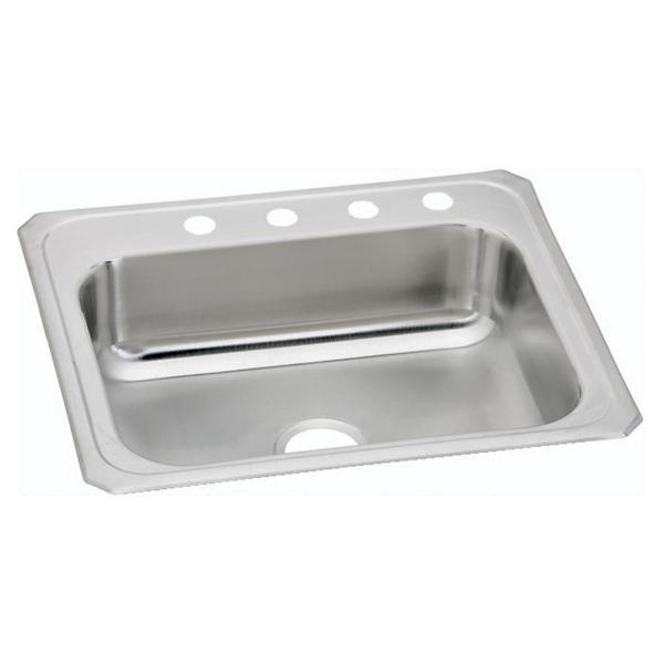 Elkay Celebrity® Stainless Steel 25" x 21-1/4" x 6-7/8" 4-Hole Single Bowl Drop-in Sink
