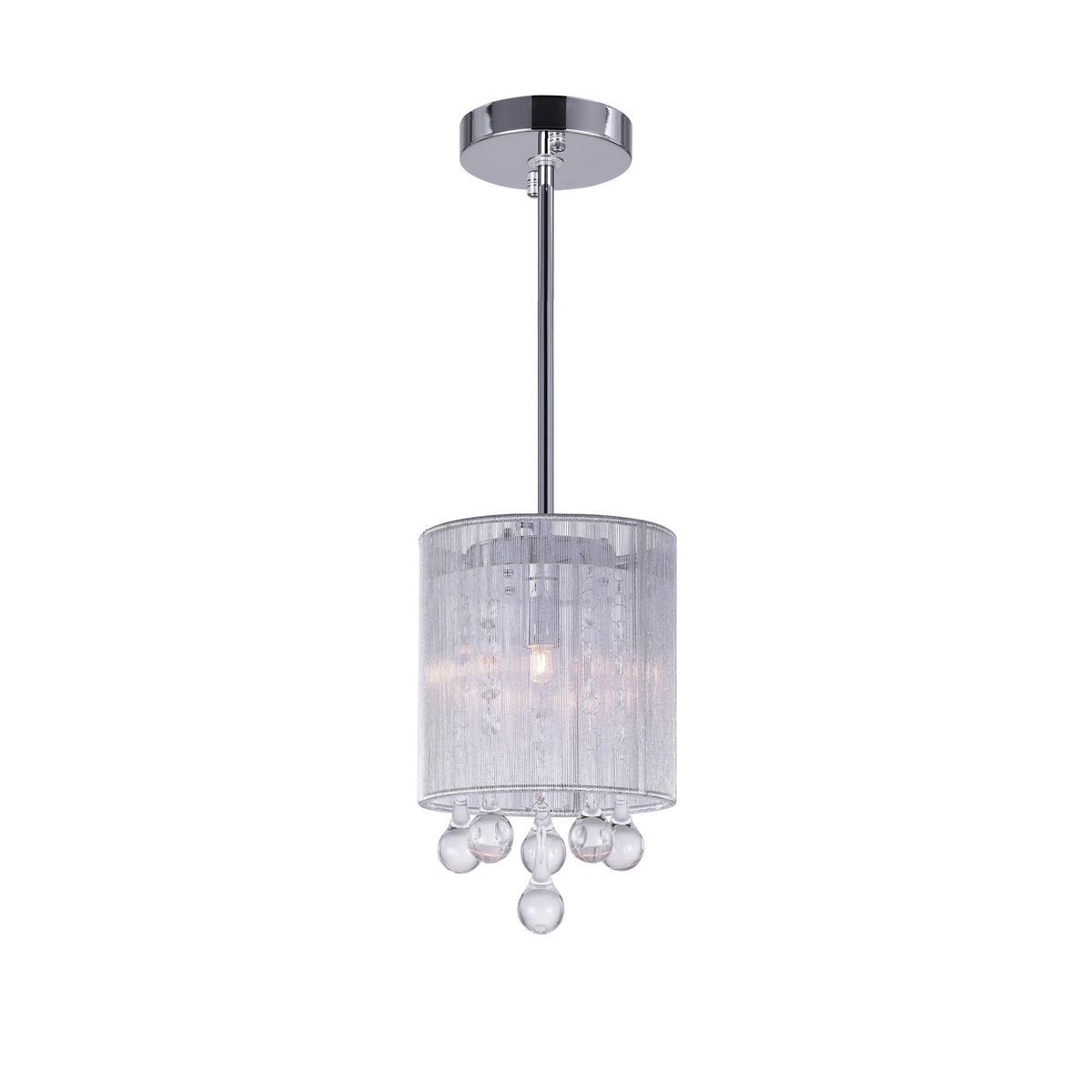 Water Drop 1-Light Drum Shade Mini Pendant in Chrome