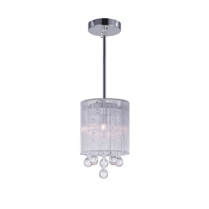 Water Drop 1-Light Drum Shade Mini Pendant in Chrome