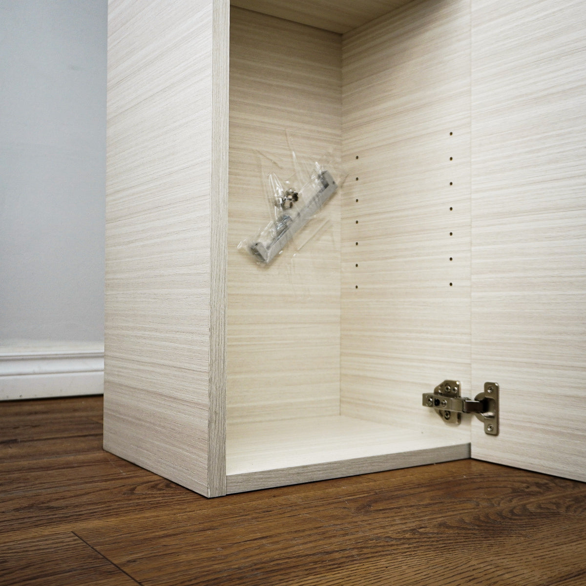 15-in. x 48-in. Light Wood Cabinet with 3 Shelves and Chrome Handle
