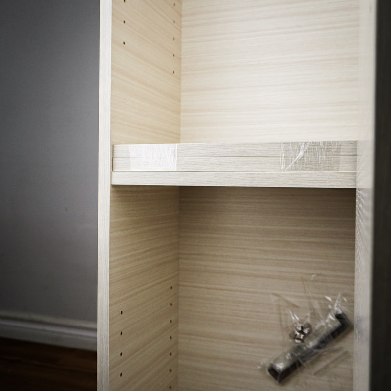 15-in. x 48-in. Light Wood Cabinet with 3 Shelves and Chrome Handle