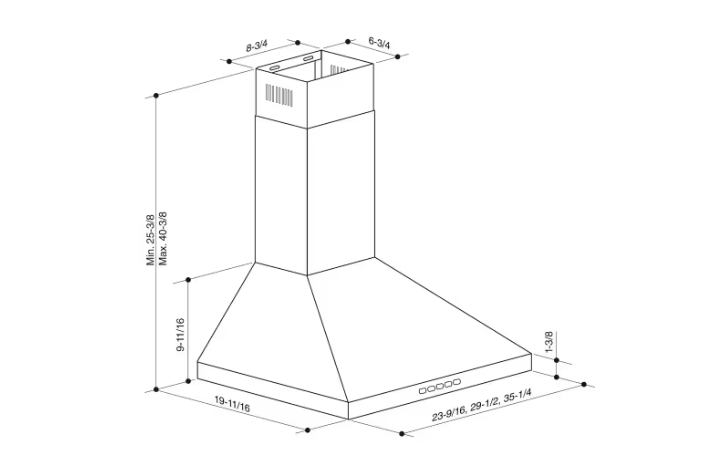 24-inch Pyramid Chimney Wall Mount Range Hood