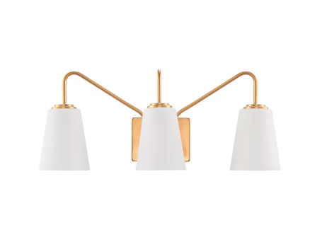 3-Light Brushed Gold Vanity Light