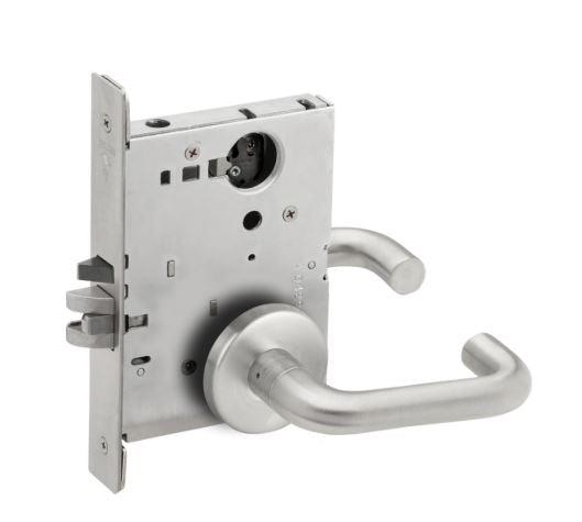 Schlage L9082L 03B 626 Institution Mortise Lock – 03 Lever, B Rose, Satin Chrome, Less Cylinder