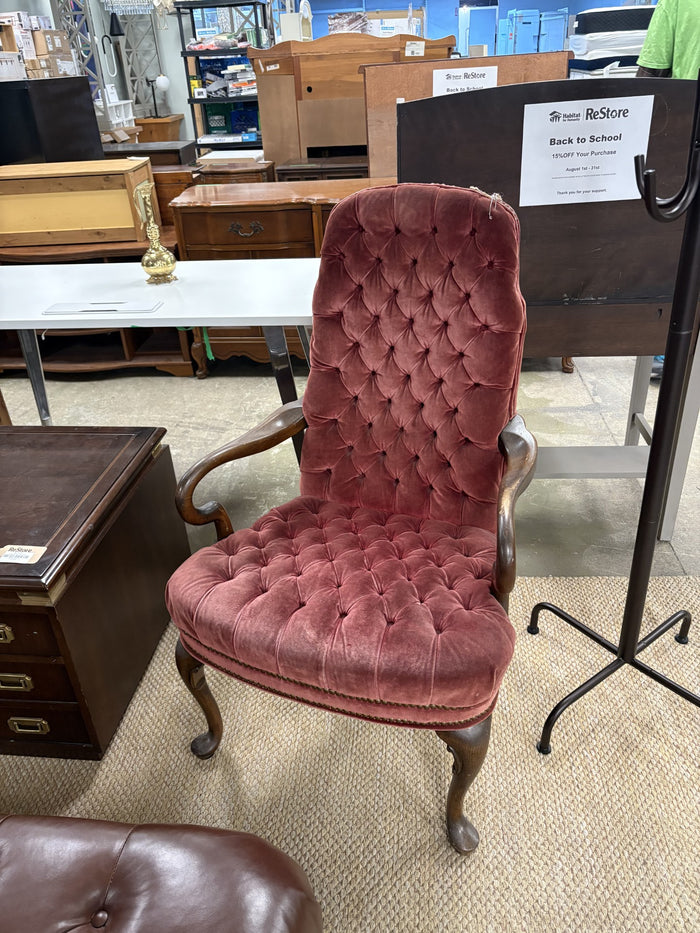 27-Inch W Vintage Velvet Accent Chair – Tufted Upholstery, Wooden Frame