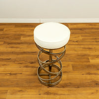Glam Counter Stool White Aspen PU Polished Silver frame
