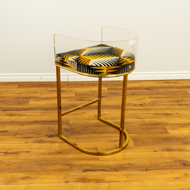 Lucca Acrylic Counter Stool Gold Platted Base- Patterned Triangles