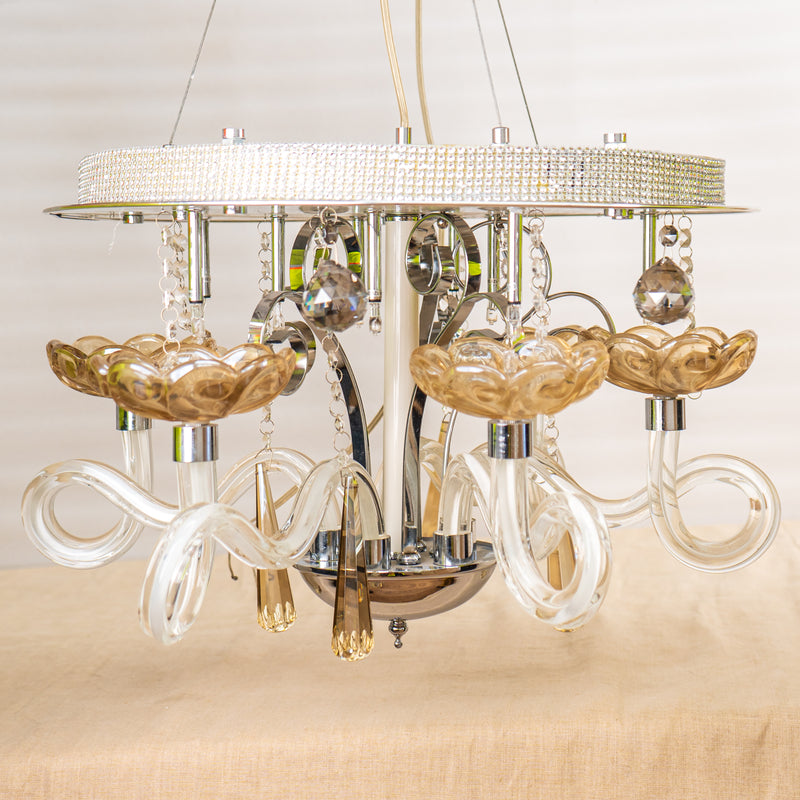 5-Light Elegant Floral Chandelier - 11" H x 22" D