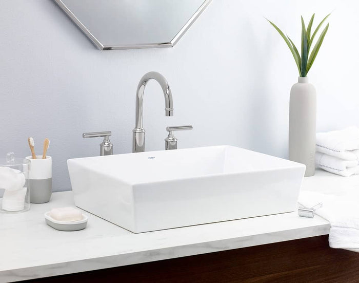 Rectangular Vessel Bathroom Sink - Glossy White