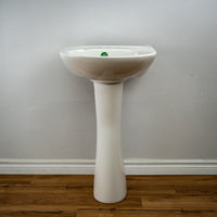 Compact Pedestal Sink in White, 33.375-Inch Tall, 20-Inch Width