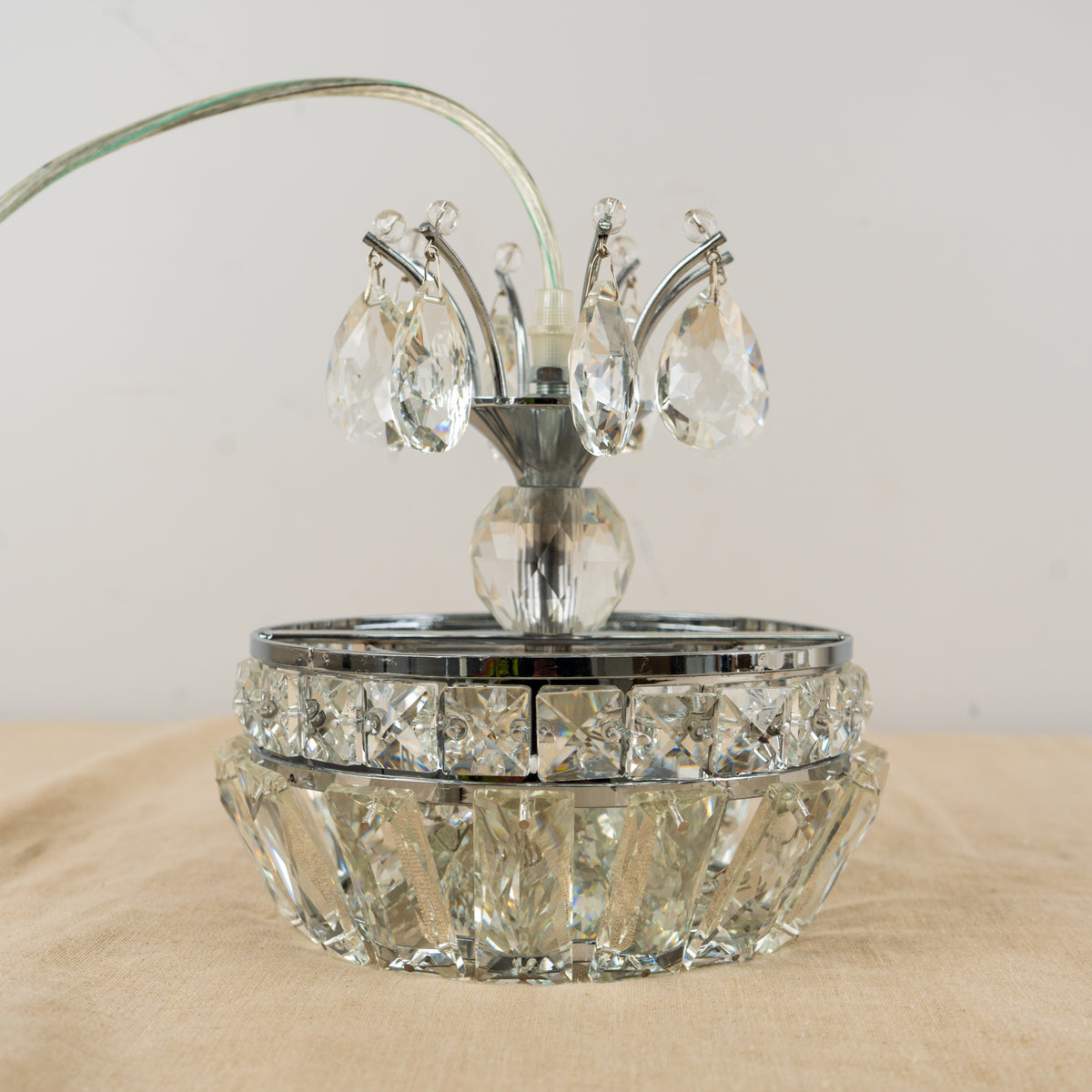 Crystal Lotus Flower Chandelier - 4.75" W x 34.25" H x 4.75" D