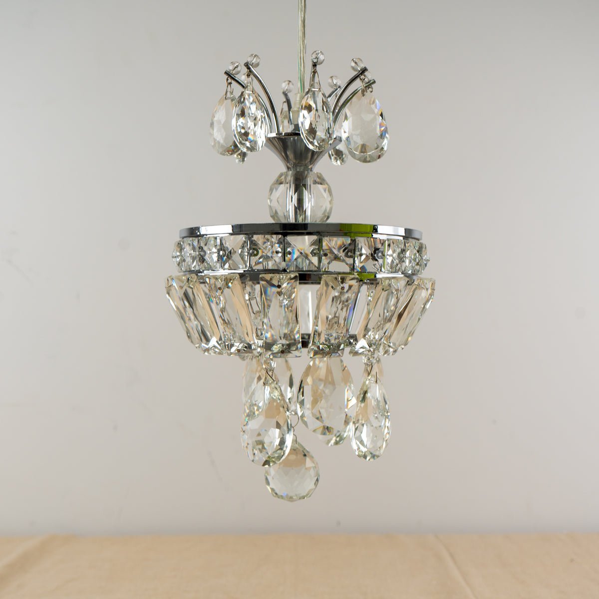 Crystal Lotus Flower Chandelier - 4.75" W x 34.25" H x 4.75" D