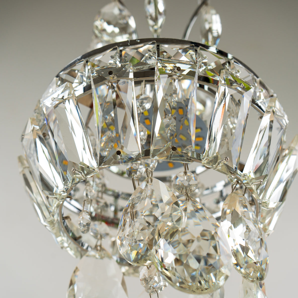 Crystal Lotus Flower Chandelier - 4.75" W x 34.25" H x 4.75" D