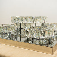 Modern Square Crystal Chandelier with Five Rings - 22.75"L