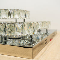 Modern Square Crystal Chandelier with Five Rings - 22.75"L