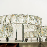 Modern Square Crystal Chandelier with Five Rings - 22.75"L