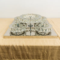 Modern Square Crystal Chandelier with Five Rings - 22.75"L