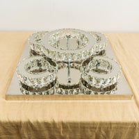 Modern Square Crystal Chandelier with Five Rings - 22.75"L