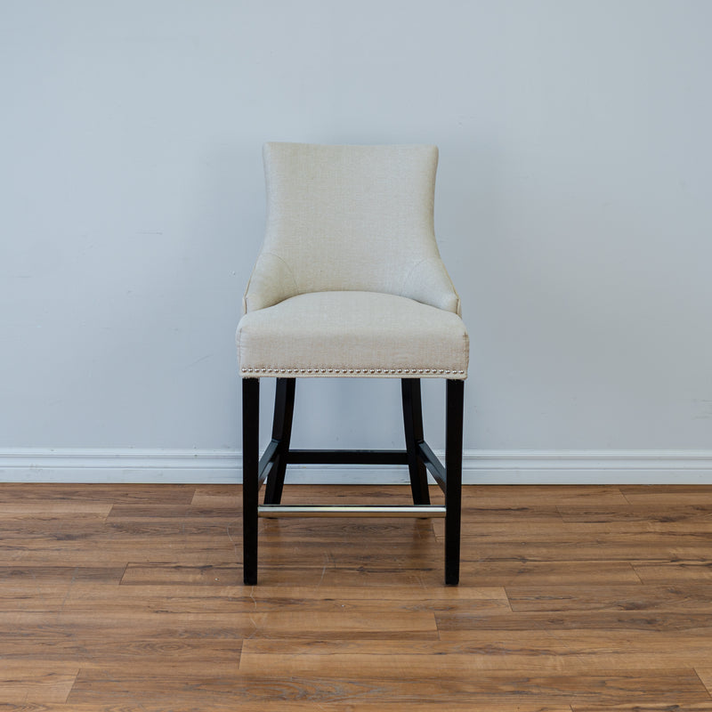 Curved Tufted Back Stool in Beige