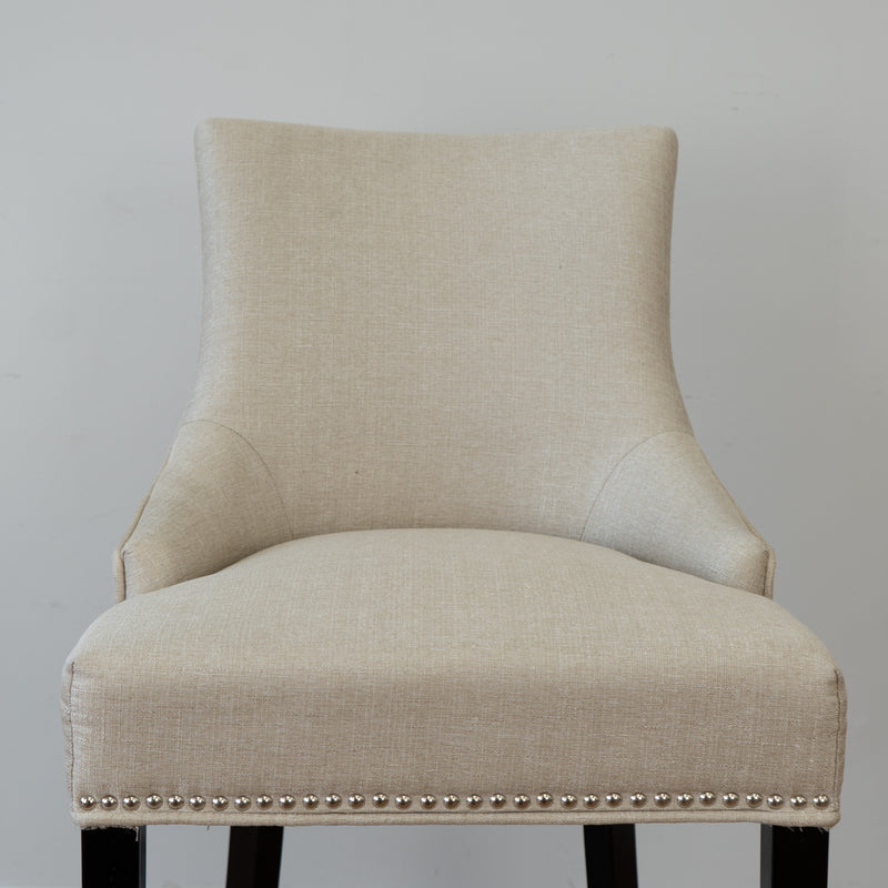 Curved Tufted Back Stool in Beige