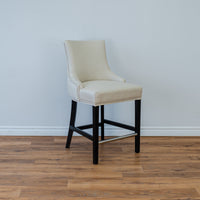 Curved Tufted Back Stool in Beige