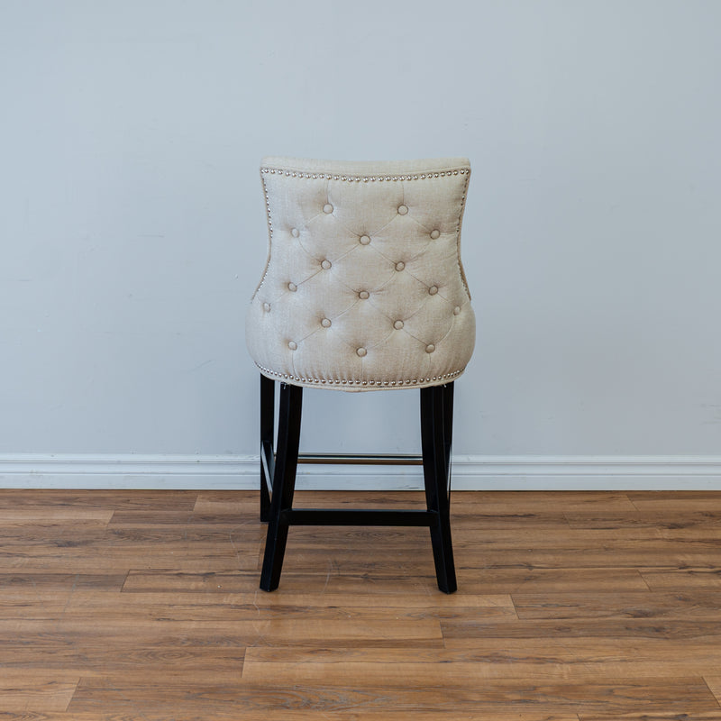 Curved Tufted Back Stool in Beige