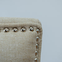 Curved Tufted Back Stool in Beige