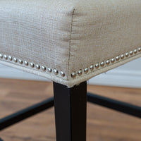 Curved Tufted Back Stool in Beige