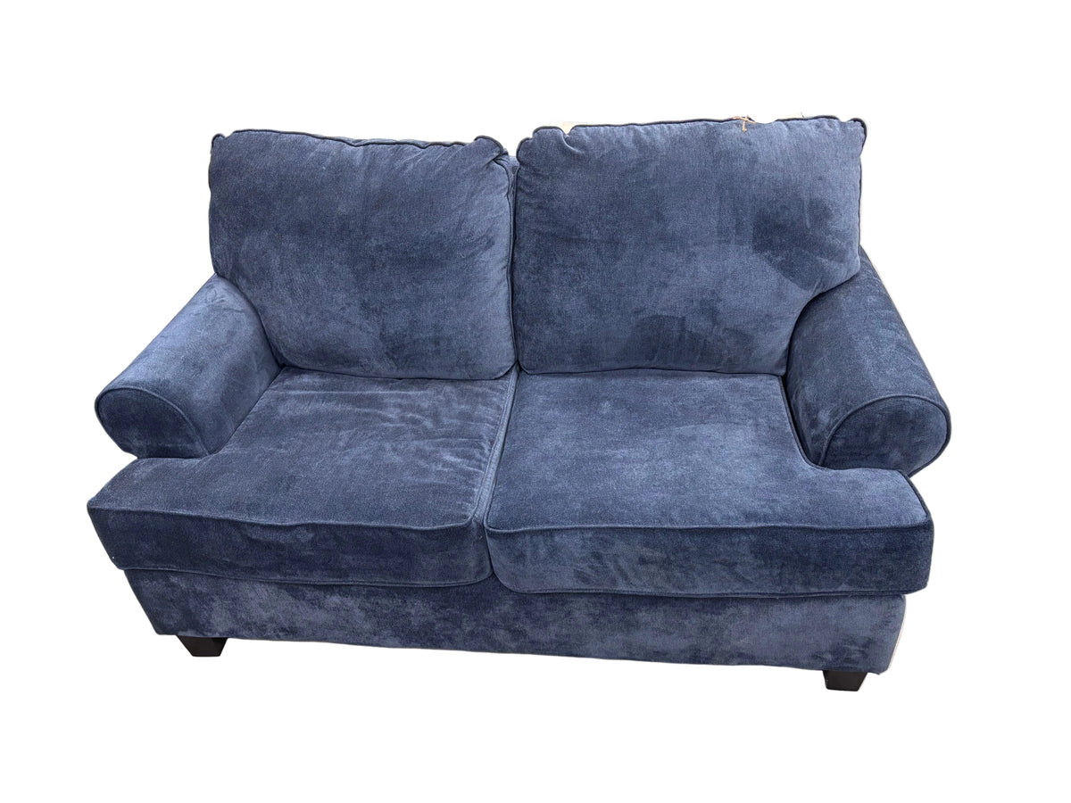 Blue Upholstered Fabric Loveseat