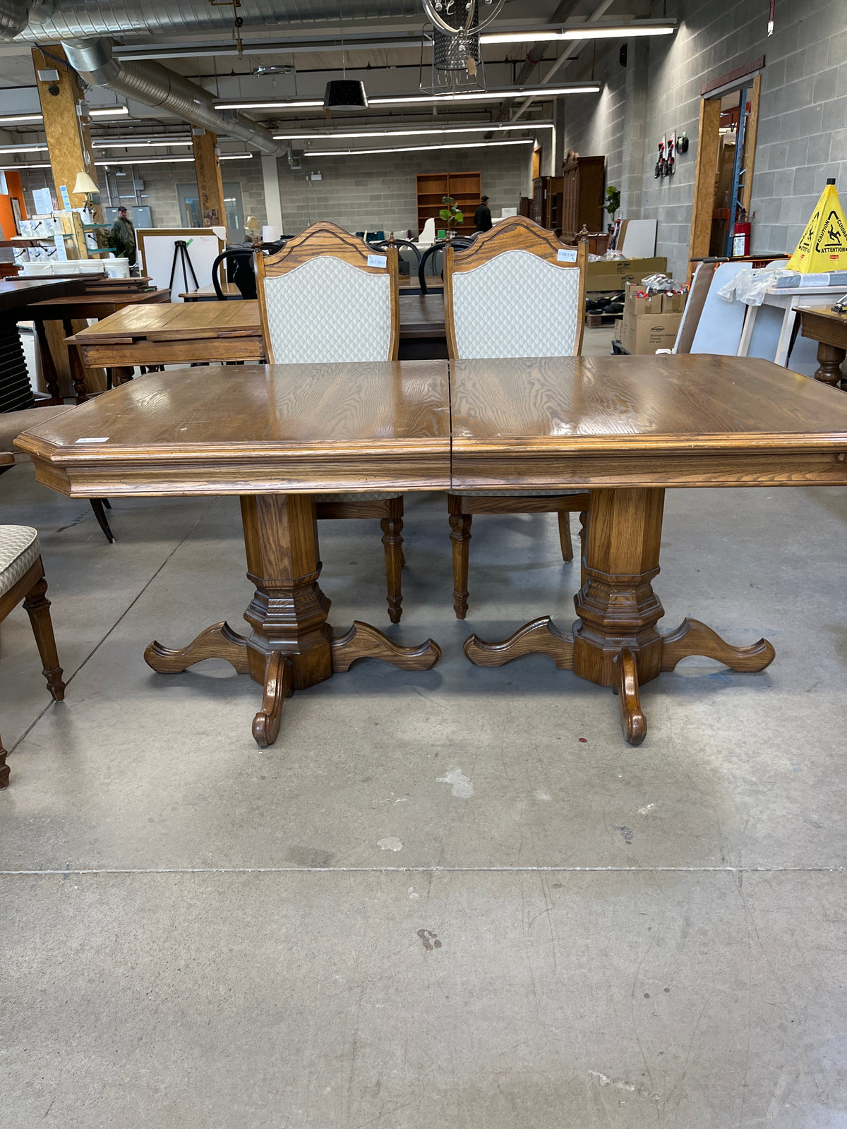 70"W Dining Table with 6 Chairs & Leaf