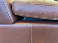 Brown Leather Sofa - 2-Seater with Tan Stitching