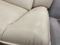 Cream and Tan Leather Sofa