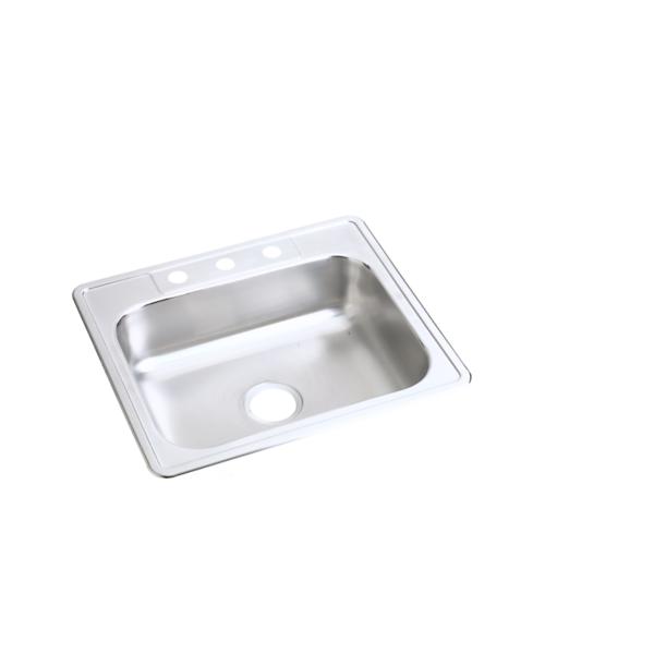 Dayton® Stainless Steel 25" x 21-1/4" x 6-9/16" 3-Hole Single Bowl Drop-in Sink